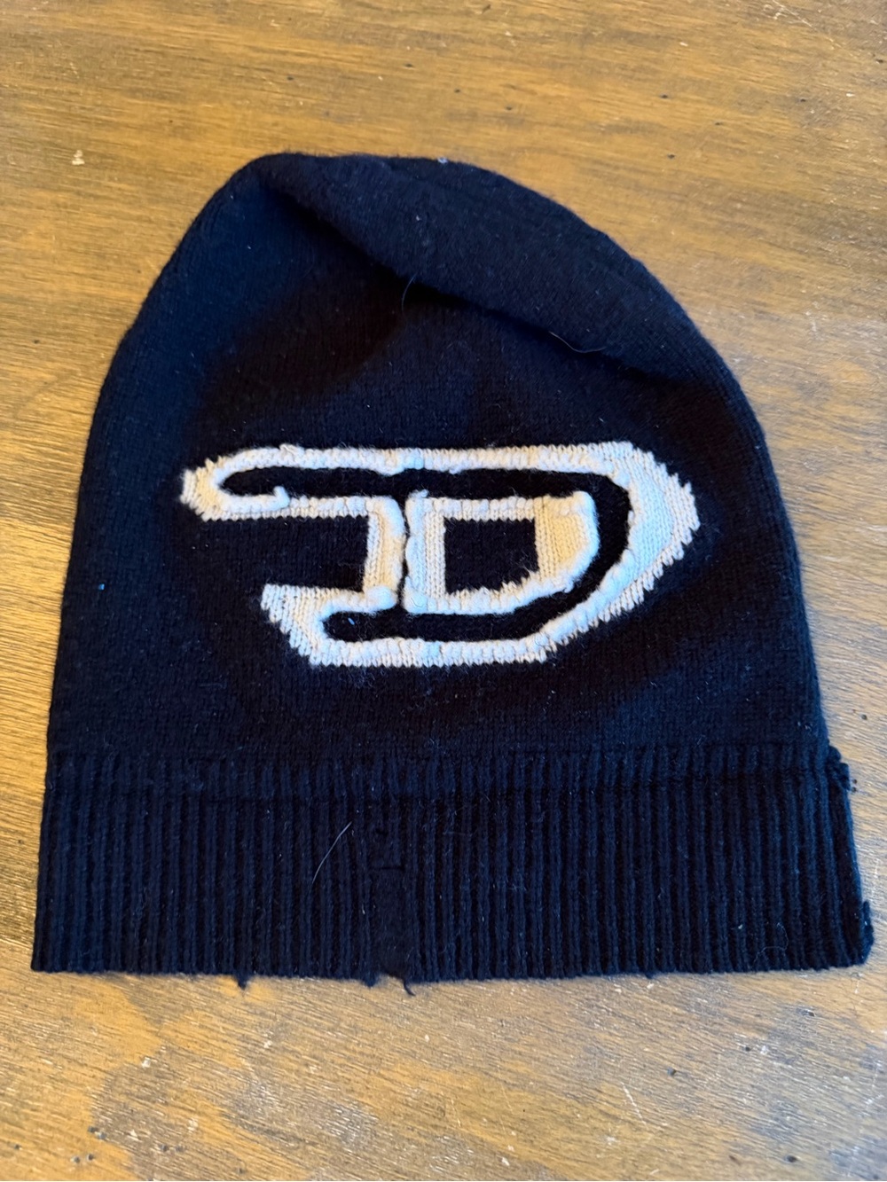 Y2K Diesel Black Beanie Raised D RARE